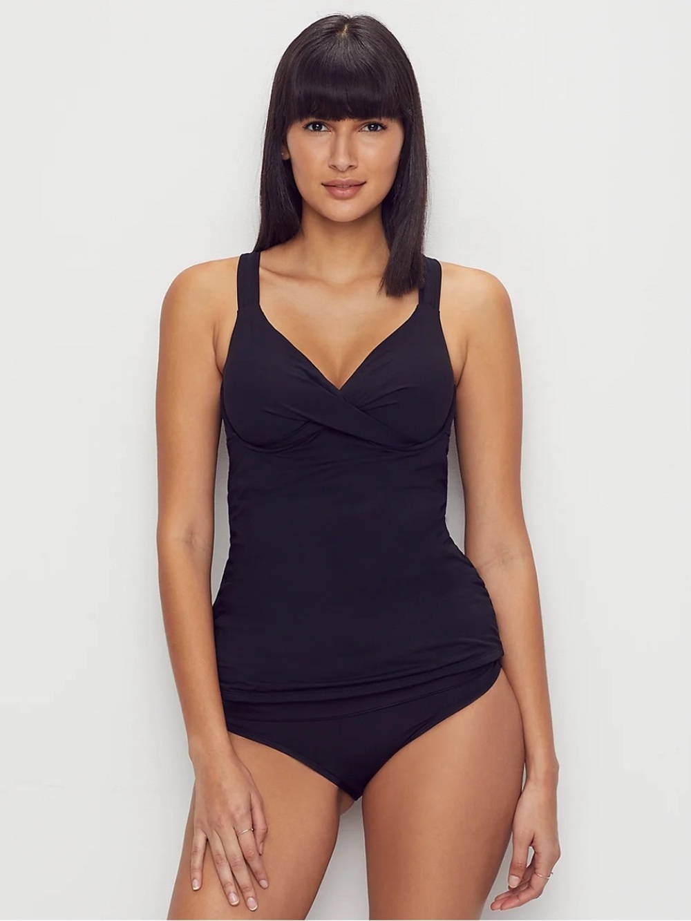 Anne Cole Black Twist-Front One-Piece Swimsuit with Adjustable Straps NWT LARGE